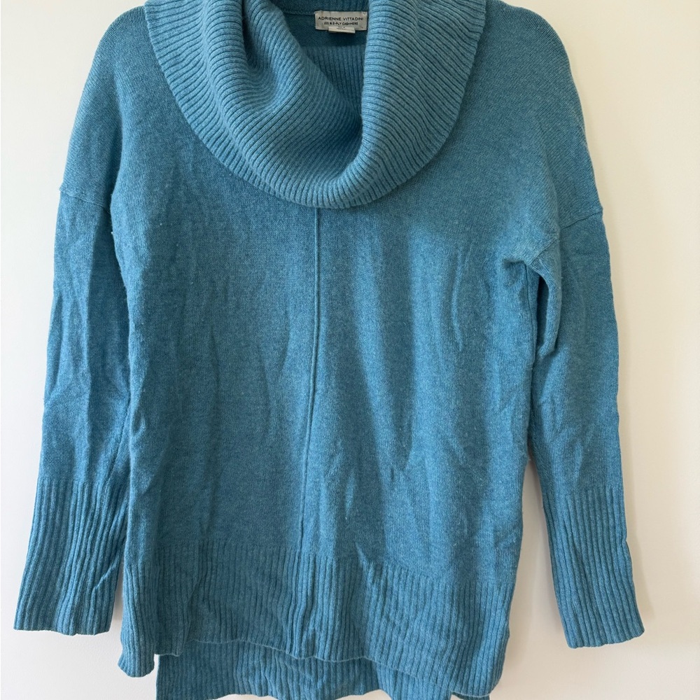 Adrienne Vittadini Teal Cowl Neck Sweater